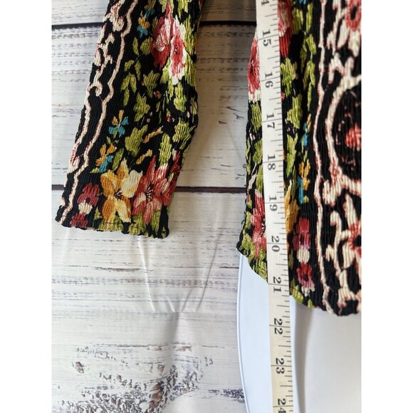 Alberto Makali Crinkle Top S Colorful Floral Sequins Long Sleeve Pullover Y2K - Picture 7 of 11